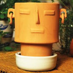 Bougie fleurissante Fleur de Coton L – grand pot visage design, cire végétale / Fleur de Coton L geurkaars – grote design gezichtspot met plantaardige was / Cotton Blossom L candle – large design face jar with plant-based wax