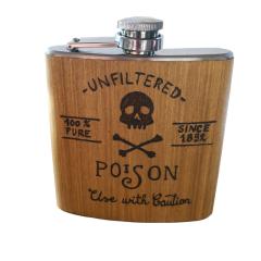 Flasque à alcool en métal pyrogavée à la main, objet artisanal personnalisé, idée cadeau originale pour homme / Metalen heupfles met handgegraveerd motief, origineel cadeau / Hand-engraved metal hip flask, unique handmade gift