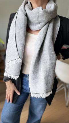 Picture of the product Black & White  linen scarf 50x200