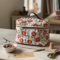 Photo de l'article Vanity fleuri matelassé – Grosses fleurs rouges