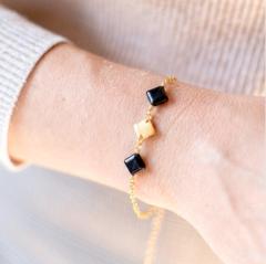 Photo de l'article Bracelet Lola – Argent vermeil & agate noir