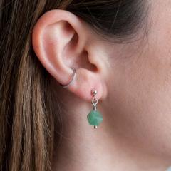 Photo de l'article Boucles d'oreilles Flo, argent rhodié et cube d'aventurine