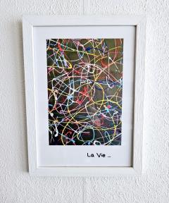 Affiche artistique “La vie” encadrée, œuvre contemporaine colorée, décoration murale d’auteur et idée cadeau art / Artistieke affiche “La vie” ingelijst, hedendaagse kunst, decoratief kunstcadeau / Framed art print “La vie”, contemporary colorful artwork, wall decor gift