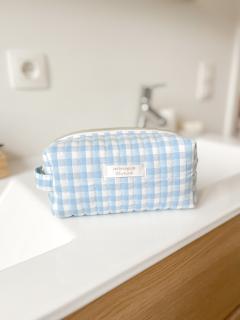 Foto van het artikel Gewatteerde toilettas vichy blauw