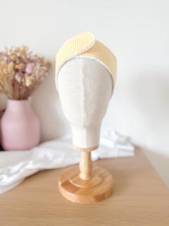 Foto van het artikel Hoofdband gezichtsverzorging / make-up verwijdering / schoonheidsroutine / geel vichypatroon