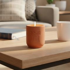 Bougie parfumée citron vert dans un intérieur chaleureux, création artisanale belge, ambiance fraîche et naturelle, idée cadeau déco / Geurkaars met limoen in een warm interieur, Belgisch handwerk, frisse en natuurlijke sfeer, decoratief cadeau / Lime scented candle in a cozy interior, Belgian handmade creation, fresh natural atmosphere, decorative gift