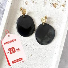 Photo de l'article Boucles d'oreilles en porcelaine noire - Brillant.