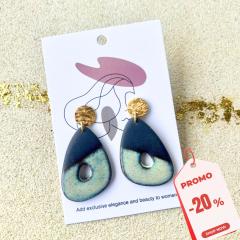 Photo de l'article Boucles d'oreille porcelaine noire - Triangle Honey dew