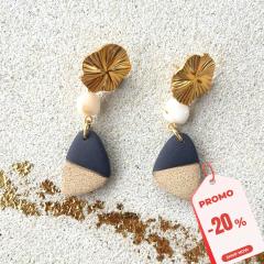Photo de l'article Boucles d'oreille porcelaine noire - Mix nacre