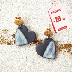 Photo de l'article Boucles d'oreille porcelaine noire - Coeur Honey dew.