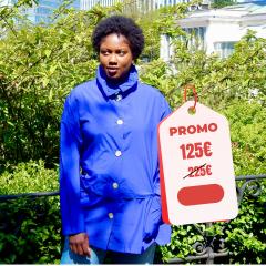 Photo de l'article Bise Bleu Royal – Trench imperméable mi-cuisse & ceinture ajustée, allure majestueuse