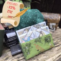 Picture of the product PROMO -15% Green book/manga pouch – Handmade pouch in recycled fabric with botanical print, perfect for protecting your books, manga and notebooks