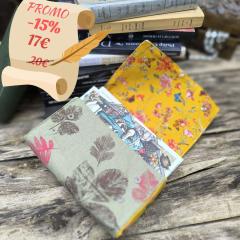 Picture of the product PROMO -15% Yellow book/manga pouch – Handmade pouch in recycled fabric with botanical print, perfect for books, journals and manga