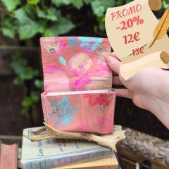 Picture of the product PROMO -20% Pink oracle pouch – Handmade pouch in recycled fabric with plant print, perfect for oracle decks and spiritual notebooks