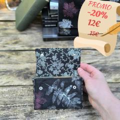 Picture of the product PROMO -20% Black oracle pouch 1 – Handmade case in recycled fabric with plant print, perfect for oracle decks and spiritual notebooks