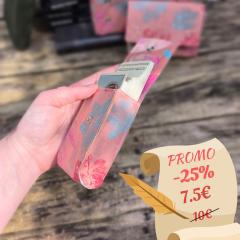 Picture of the product PROMO -25% Pink tarot pouch – Handmade pouch in recycled fabric with botanical print, perfect for cards, spellbooks and sacred tools