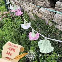 Picture of the product PROMO -15% Countryside Witch Garland – 10 handmade hats from recycled fabric, rustic & magical touch for your natural and eco-friendly home décor
