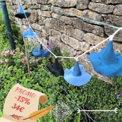 Picture of the product PROMO -15% Blue Witch Garland – 10 handmade hats from recycled fabric, fairy-style and eco-friendly decoration for your home
