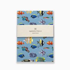 Carnet de notes motif poissons papeterie artisanale belge idée cadeau créatif fait main Wimzzi / Notitieboek met vissenmotief ambachtelijke Belgische papierwaren origineel cadeau Wimzzi / Fish pattern notebook Belgian handmade stationery creative gift Wimzzi