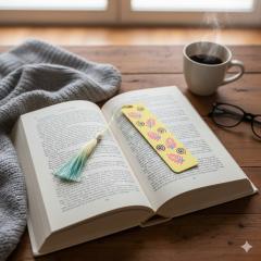 Foto van het artikel Handbeschilderde houten bladwijzer S - Dot Art - Boho Bloemblad