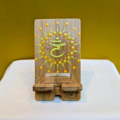 Picture of the product Bamboo phone stand - Mandala & Dot Art - Solar Plexus Chakra