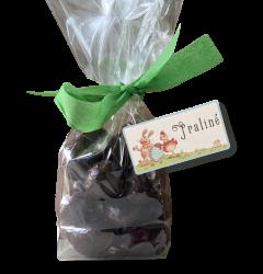 Sachet d’œufs de Pâques en chocolat praliné noir Jean Galler chez Blanche, chocolat belge artisanal haut de gamme, cadeau Pâques / Zakje paaseitjes chocolade pure praline Jean Galler bij Blanche, Belgische premium artisanale chocolade, paasgeschenk / Dark praline Easter chocolate eggs Jean Galler by Blanche, Belgian premium artisanal chocolate, Easter gift