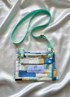 Photo de l'article Sac bandoulière de lecture / Protection pour livre / Geometric blue