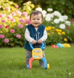 Photo de l'article 12 mois - Gilet de berger fourrure bleue.