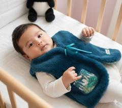 Photo de l'article 6 mois - Gilet de berger fourrure bleu pétrole.