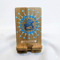 Picture of the product Bamboo phone stand - Mandala & Dot Art - Throat Chakra