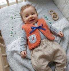 Photo de l'article 6 mois - Gilet de berger fourrure orange.