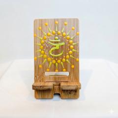 Picture of the product Bamboo phone stand - Mandala & Dot Art - Solar Plexus Chakra
