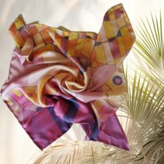 Picture of the product Hand-painted silk square scarf