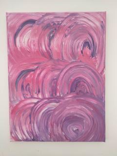 Peinture abstraite rose texturée aux mouvements ondulants, art gestuel contemporain et œuvre originale pour collection d’art, décoration arty et amateur de peinture / Getextureerd roze abstract schilderij met golvende bewegingen, hedendaagse gestuele kunst en origineel werk voor kunstcollectie, artistiek interieur en kunstliefhebber / Textured pink abstract painting with flowing movement, contemporary gestural art and original artwork for art collections, arty interiors and painting lovers