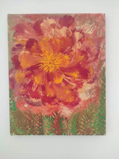 Peinture florale expressive orange, rose et rouge, œuvre contemporaine vibrante sur toile inspirée des fleurs, art original pour collection privée / Expressief floraal schilderij in oranje, roze en rood, levendig hedendaags kunstwerk op doek geïnspireerd door bloemen voor privécollectie / Expressive floral painting in orange, pink and red, vibrant contemporary canvas inspired by flowers, original art for a private collection