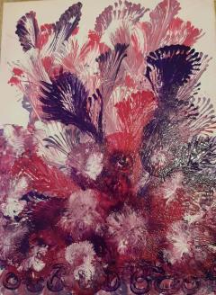 Œuvre florale expressive aux nuances prune, mauve et rose poudré, art inspiré d’un jardin luxuriant pour chambre, salon ou cadeau amateur de fleurs / Expressief floraal kunstwerk in pruim, mauve en zachtroze, geïnspireerd op een weelderige tuin voor slaapkamer, woonkamer of bloemenliefhebber / Expressive floral artwork in plum, mauve and soft pink, inspired by a lush garden for bedroom, living room or flower lover gift Art on paper