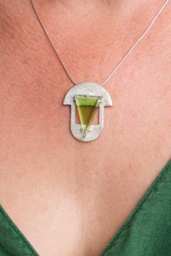 Picture of the product Collier Art-Deco argent cristal vert UNISSON VSL10044525