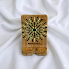 Picture of the product Bamboo phone stand - Mandala & Dot Art - Mint Mandala