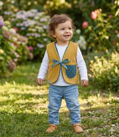 Photo de l'article 12 mois - Gilet de berger velours ocre.