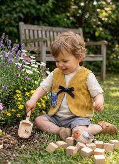 Photo de l'article 18-24 mois. Gilet de berger velours ocre.
