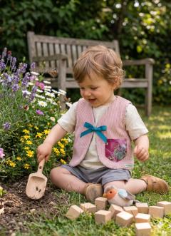 Photo de l'article 18-24 mois. Gilet de berger velours rose.