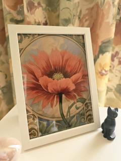 Photo de l'article Fleur rose Art nouveau A.Mucha 13x18