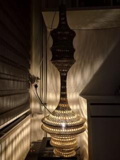 Photo de l'article Handmade Moroccan Crochet Pendant Lamp Jouj-Boho Hippie Hanging Light, Sculptural Boho Ceiling Lamp, Warm Ambient Lighting.