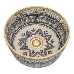 Photo de l'article Keramische wastafel,Ceramic vessel sink,Lavabo en céramique 30 cm (12") Zwart met Messing