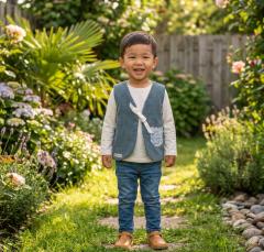 Picture of the product 18-24 month- Blue corduroy sheperd vest.