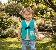 Foto van het artikel 18-24 maanden- Turquoise corduroy herdersvest.