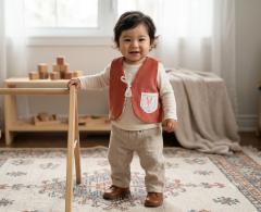 Photo de l'article 12 mois - Gilet de berger velours terracotta