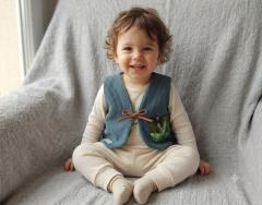 Foto van het artikel 12 maanden - Blauw corduroy baby herdersvest.