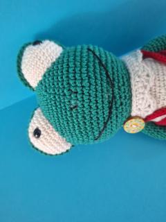 KERO la grenouille au crochet, amigurumi fait main vert turquoise, petit personnage textile original et idée cadeau créative pour enfant / KERO de gehaakte kikker, handgemaakte turquoise groene amigurumi, origineel textiel figuurtje en creatief cadeau voor kinderen / KERO crochet frog, handmade turquoise green amigurumi character, original textile creation and creative gift for children