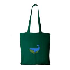 Sac cabas vert personnalisable avec baleine bleue, tote bag original pour enfant et adulte, sac réutilisable pratique, idée cadeau personnalisée, accessoire belge à offrir sur Wimzzi / Personaliseerbare groene draagtas met blauwe walvis, originele tote bag voor kinderen en volwassenen, herbruikbare tas, gepersonaliseerd cadeau en Belgisch accessoire op Wimzzi / Personalizable green tote bag with blue whale, original reusable bag for kids and adults, practical personalized gift and Belgian accessory on Wimzzi